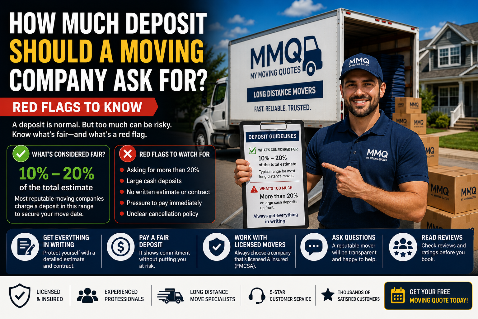 How Much Deposit Should a Moving Company Ask For? (Red Flags to Know)
